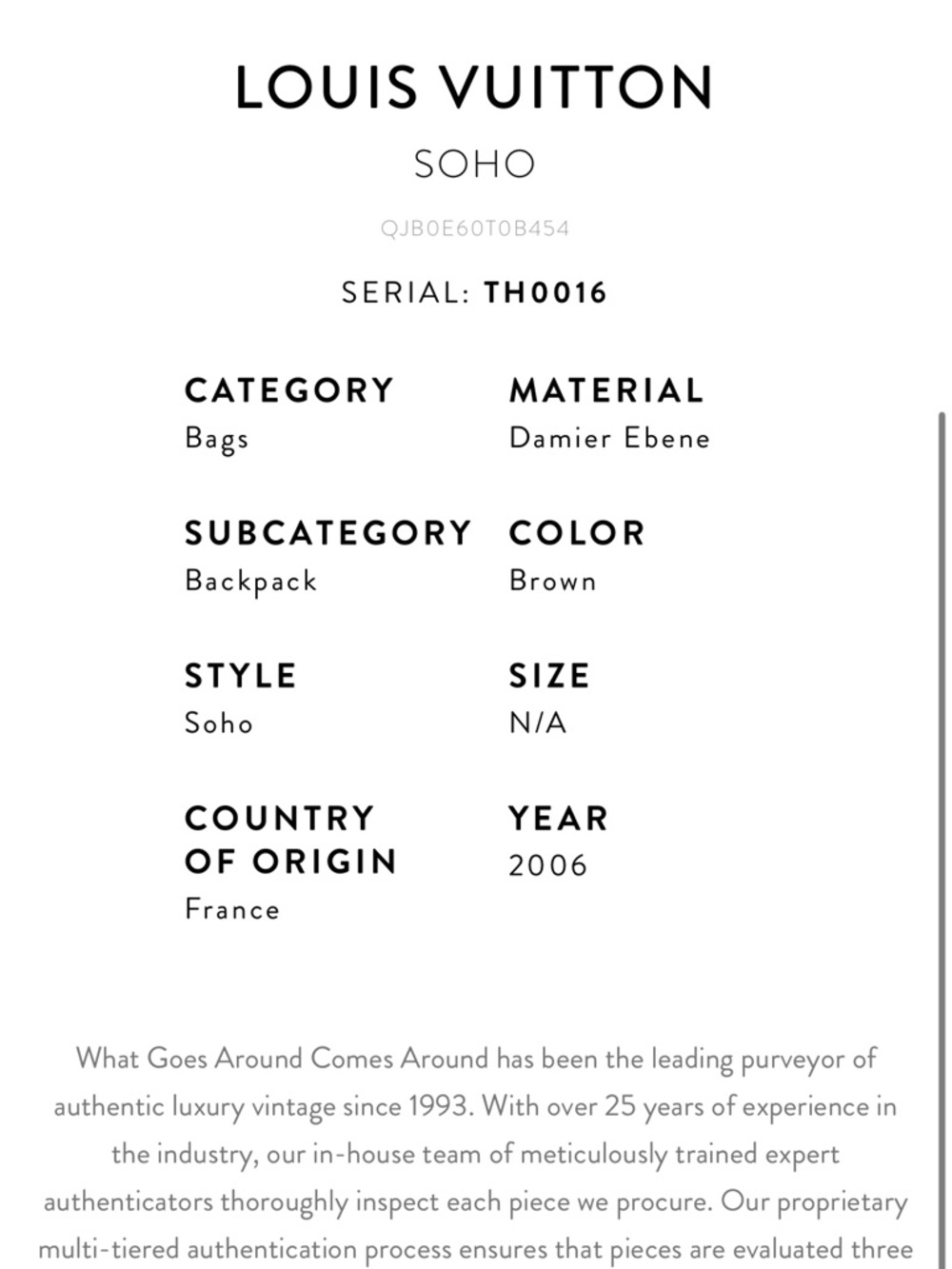 Louis Vuiton SOHO Backpack 2006 - Picture 7 of 12